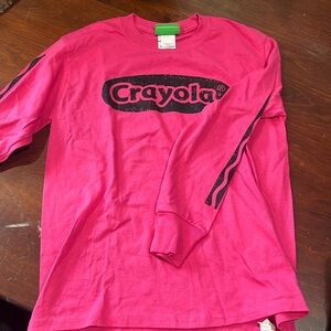 Crayola crayon long sleeve shirt, pink youth, medium